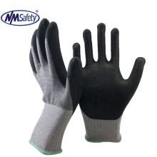 NMSafety 18 gauge Nylon HPPE glassfiber liner coated sandy nitrile Cut resistant A4 work glove